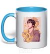 Mug with a colored handle Seokjin sky-blue фото