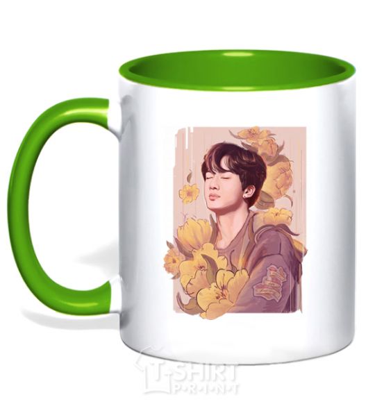 Mug with a colored handle Seokjin kelly-green фото