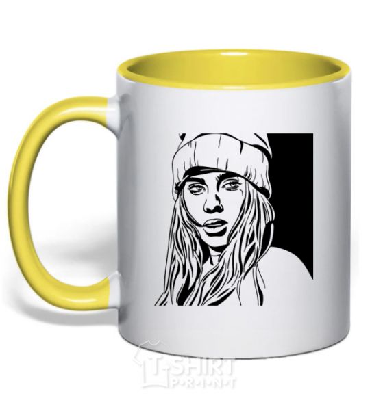 Mug with a colored handle Art Billie yellow фото