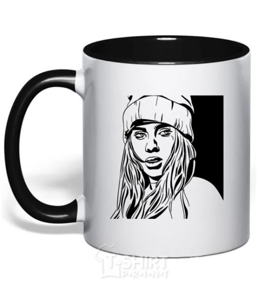 Mug with a colored handle Art Billie black фото