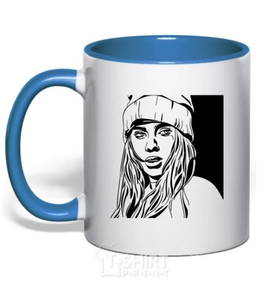 Mug with a colored handle Art Billie royal-blue фото