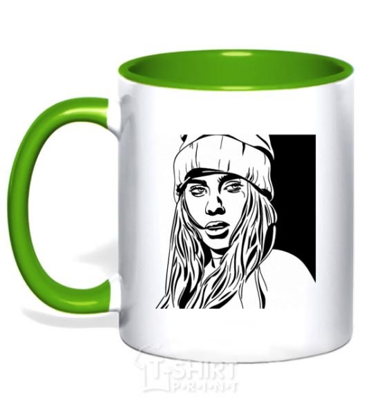 Mug with a colored handle Art Billie kelly-green фото