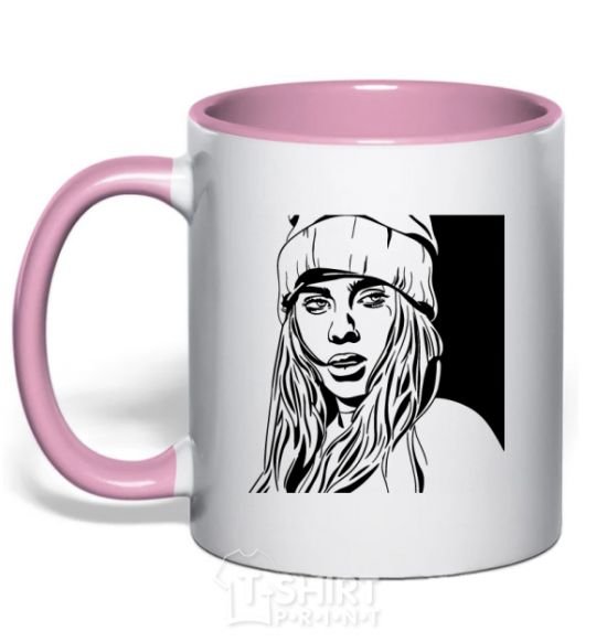Mug with a colored handle Art Billie light-pink фото