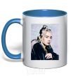 Mug with a colored handle Billie Eilish photo royal-blue фото