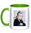 Mug with a colored handle Billie Eilish photo kelly-green фото