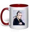 Mug with a colored handle Billie Eilish photo red фото