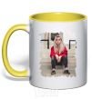 Mug with a colored handle Billie yellow фото