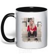 Mug with a colored handle Billie black фото