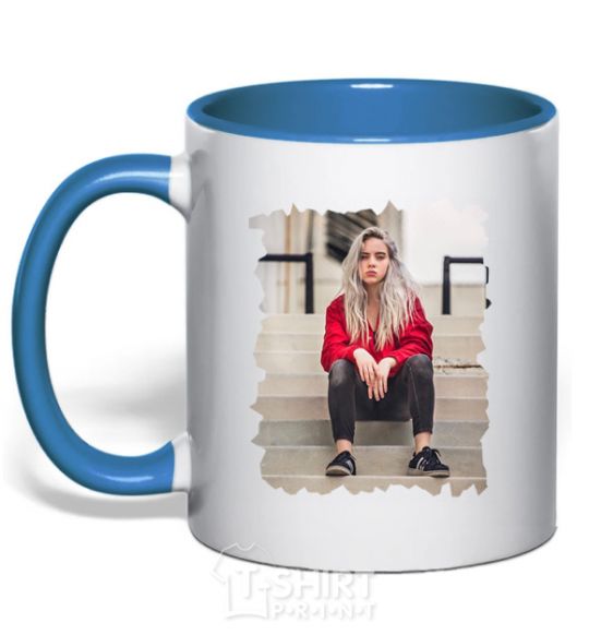 Mug with a colored handle Billie royal-blue фото