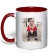 Mug with a colored handle Billie red фото