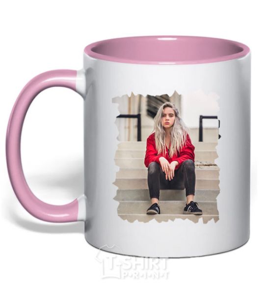 Mug with a colored handle Billie light-pink фото