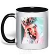 Mug with a colored handle Billie Eilish in crown black фото