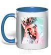 Mug with a colored handle Billie Eilish in crown royal-blue фото