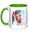 Mug with a colored handle Billie Eilish in crown kelly-green фото