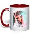 Mug with a colored handle Billie Eilish in crown red фото