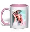 Mug with a colored handle Billie Eilish in crown light-pink фото