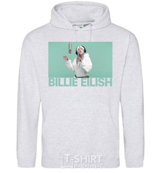 Men`s hoodie Billie Eilish blue sport-grey фото