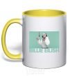 Mug with a colored handle Billie Eilish blue yellow фото