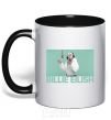 Mug with a colored handle Billie Eilish blue black фото