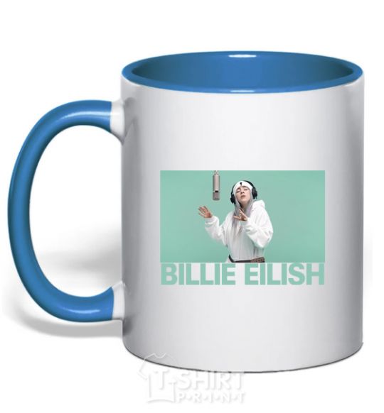 Mug with a colored handle Billie Eilish blue royal-blue фото