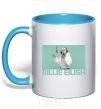 Mug with a colored handle Billie Eilish blue sky-blue фото