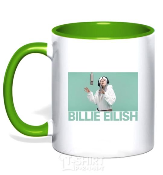 Mug with a colored handle Billie Eilish blue kelly-green фото