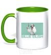 Mug with a colored handle Billie Eilish blue kelly-green фото