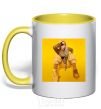 Mug with a colored handle Billie Eilish yellow yellow фото