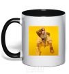 Mug with a colored handle Billie Eilish yellow black фото