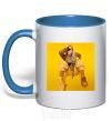 Mug with a colored handle Billie Eilish yellow royal-blue фото