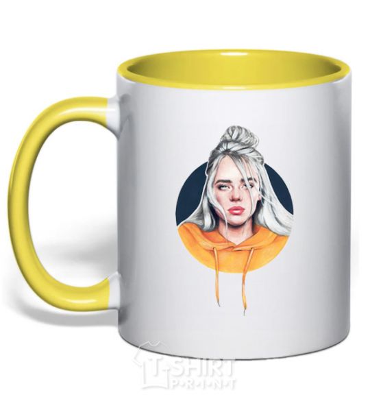 Чашка с цветной ручкой Billie Eilish in a circle Солнечно желтый фото