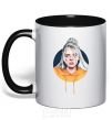 Mug with a colored handle Billie Eilish in a circle black фото