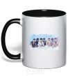 Mug with a colored handle BTS in the clouds black фото