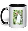 Mug with a colored handle BTS Jimin black фото