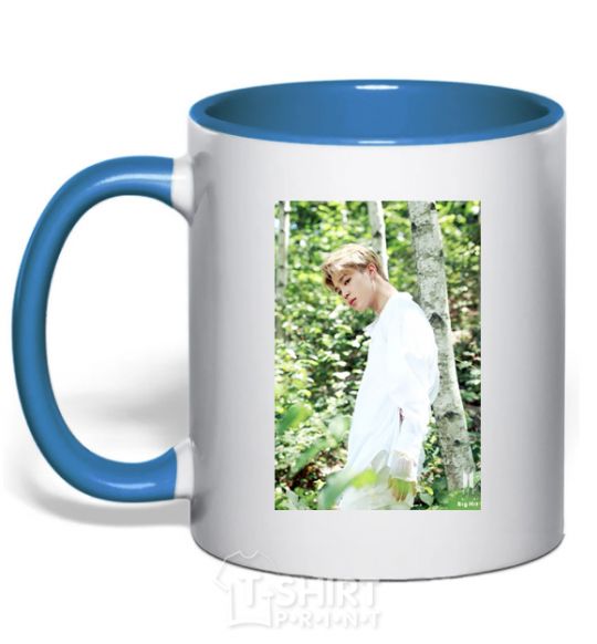 Mug with a colored handle BTS Jimin royal-blue фото