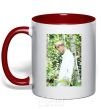 Mug with a colored handle BTS Jimin red фото