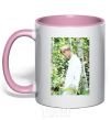 Mug with a colored handle BTS Jimin light-pink фото