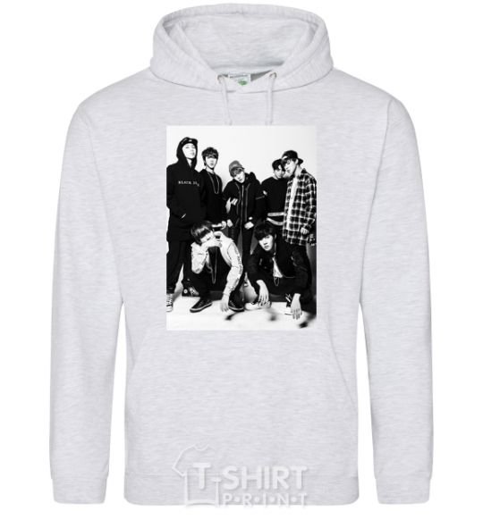 Men`s hoodie Bangtan Boys black sport-grey фото