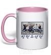 Mug with a colored handle Bangtan sonyeondan light-pink фото