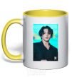 Mug with a colored handle Jongkook long hair yellow фото