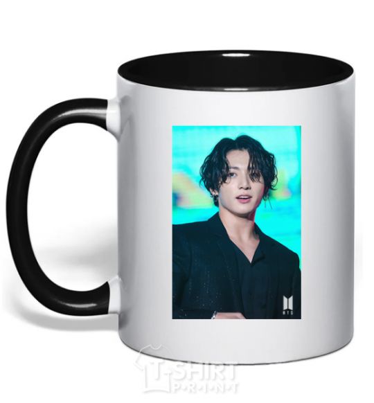 Mug with a colored handle Jongkook long hair black фото