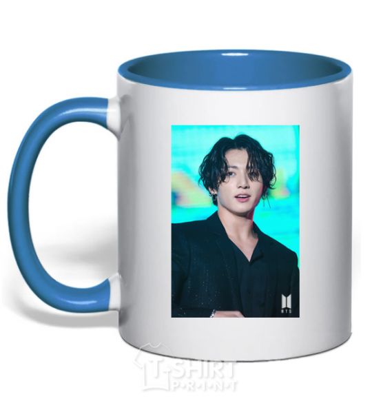 Mug with a colored handle Jongkook long hair royal-blue фото