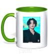 Mug with a colored handle Jongkook long hair kelly-green фото