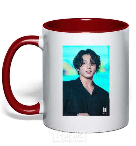 Mug with a colored handle Jongkook long hair red фото