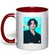 Mug with a colored handle Jongkook long hair red фото