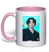 Mug with a colored handle Jongkook long hair light-pink фото