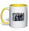 Mug with a colored handle Bangtan yellow фото