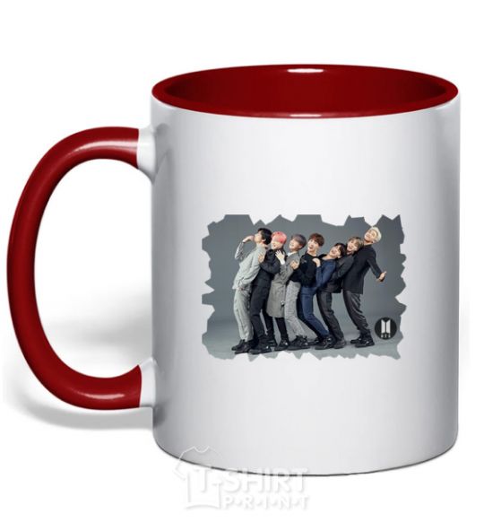 Mug with a colored handle Bangtan red фото