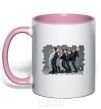 Mug with a colored handle Bangtan light-pink фото