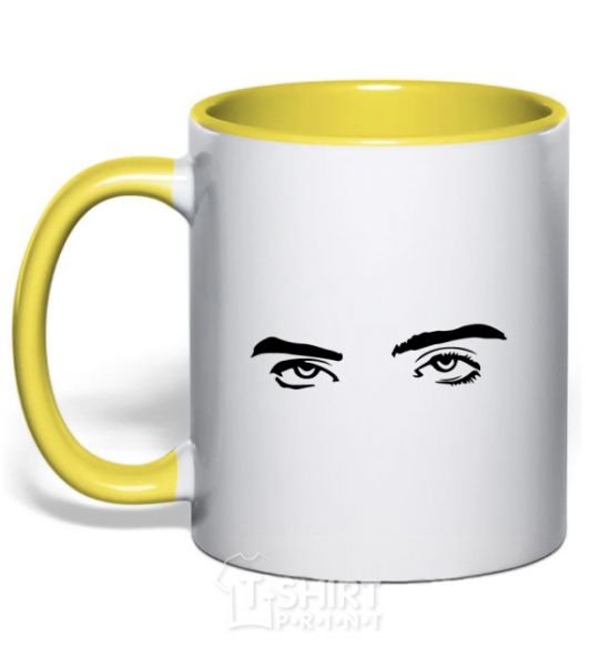 Mug with a colored handle Billie's eyes yellow фото